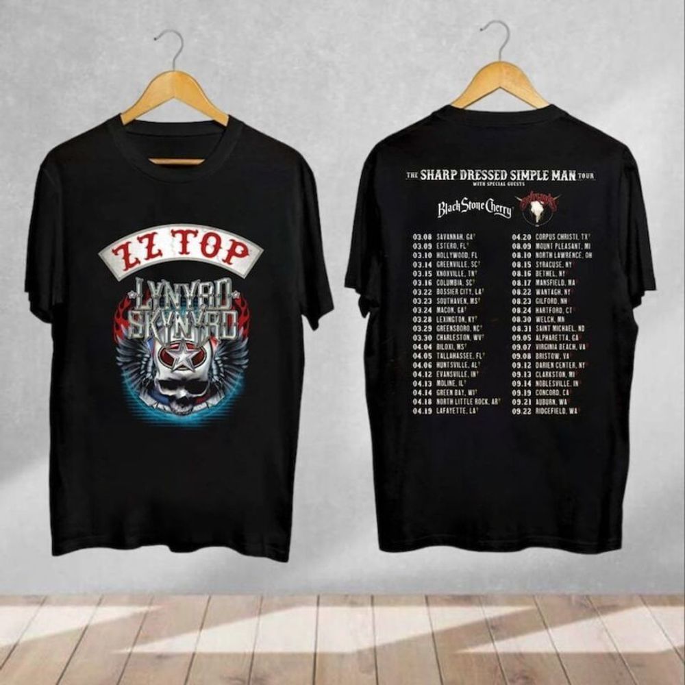 The Sharp Dressed Simple Man Zz Top And Lynyrd Skynyrd Tour 2 Sided T Shirt